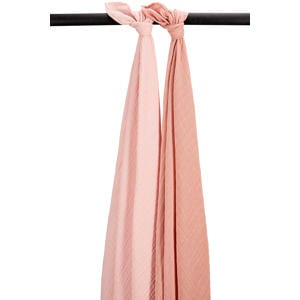 pre-washed hydrofiele swaddle - soft rose/rose (set van 2)