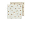 Meyco pre-washed hydrofiele doek Ginkgo - offwhite/soft sand (set van 2)