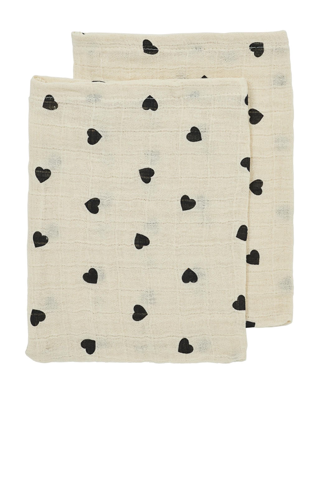 Meyco pre-washed hydrofiel washandje Sweet Heart - soft sand/black (set van 2)
