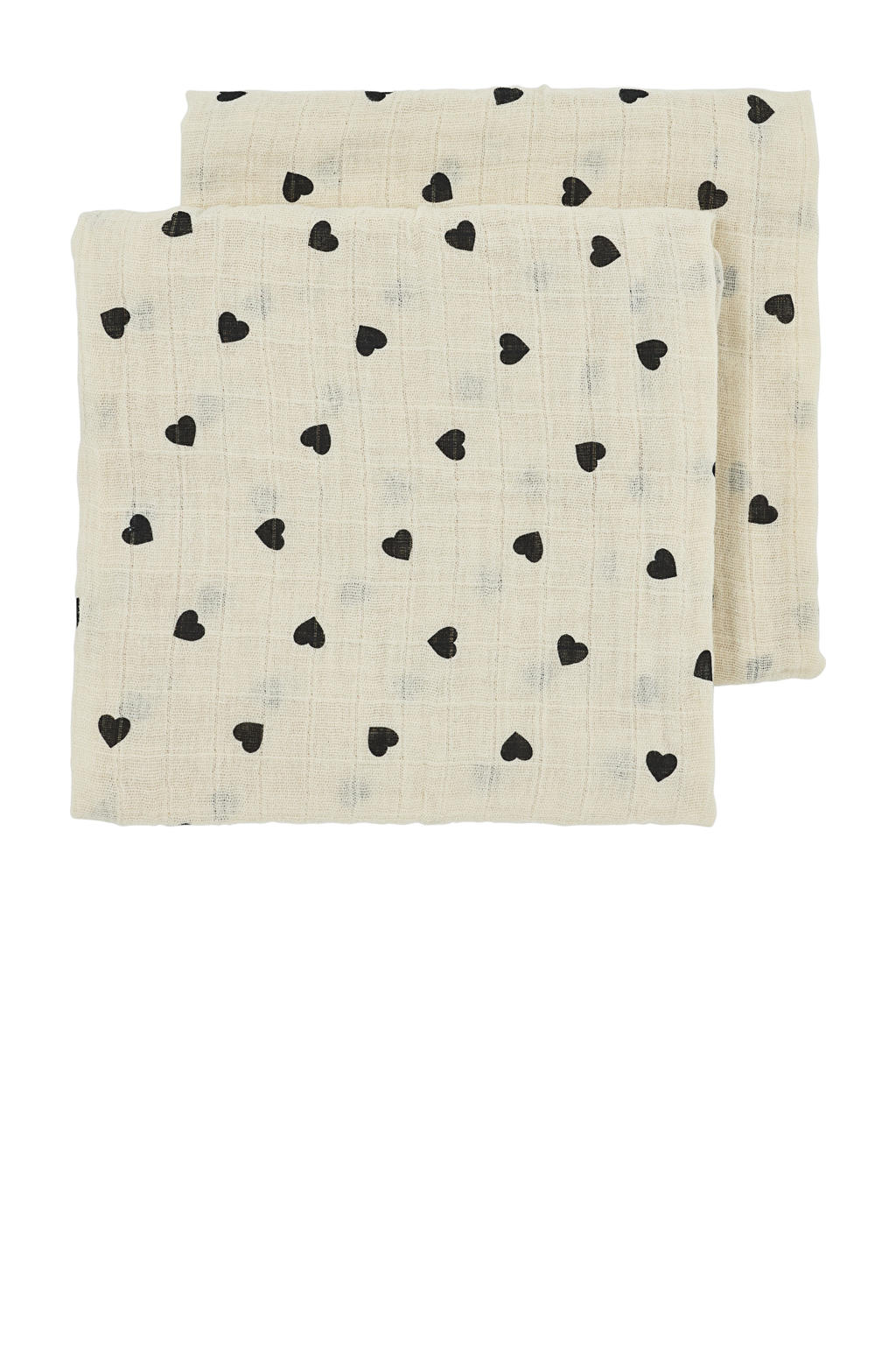 Meyco pre-washed hydrofiel doek Sweet Heart - soft sand/black (set van 2)