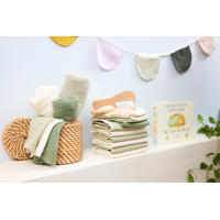 thumbnail: Meyco monddoekje Popcorn - natural/soft olive (set van 6)