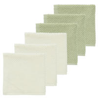 thumbnail: Meyco monddoekje Popcorn - natural/soft olive (set van 6)