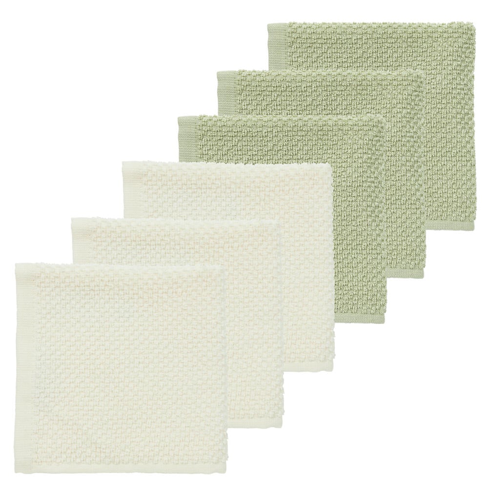 Meyco monddoekje Popcorn - natural/soft olive (set van 6)