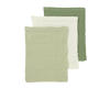 Meyco pre-washed hydrofiel washandje - natural/soft olive/olive green (set van 3)