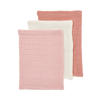Meyco pre-washed hydrofiel washandje - soft rose/rose/natural 20x17cm (set van 3)