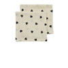 Meyco pre-washed hydrofiel monddoekje Sweet Heart - soft sand/black (set van 2)