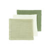 Meyco pre-washed hydrofiel monddoekje - natural/soft olive/olive green (set van 3)