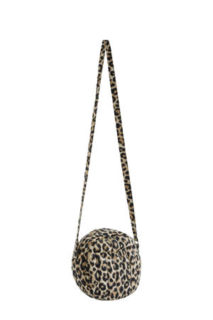 crossbody tas met panterprint beige/zwart