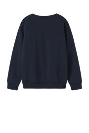 thumbnail: Donkerblauwe jongens NAME IT KIDS sweater met printopdruk, lange mouwen, ronde hals en geribde boorden