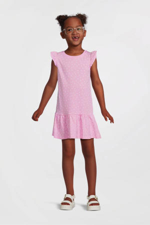 NAME IT KIDS semi-transparante jurk NKFVABOSS met all over print perzik
