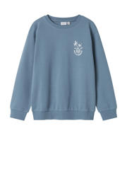 thumbnail: Blauwe jongens NAME IT KIDS sweater met printopdruk, lange mouwen, ronde hals en geribde boorden