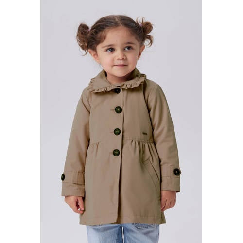NAME IT MINI trenchcoat bruin Jas Meisjes Polyester Klassieke kraag Effen - maat 122 afbeelding