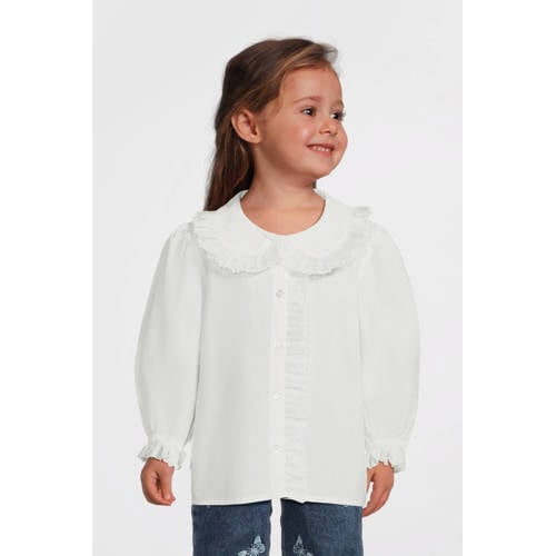 NAME IT MINI blouse wit Meisjes Katoen Klassieke kraag Effen