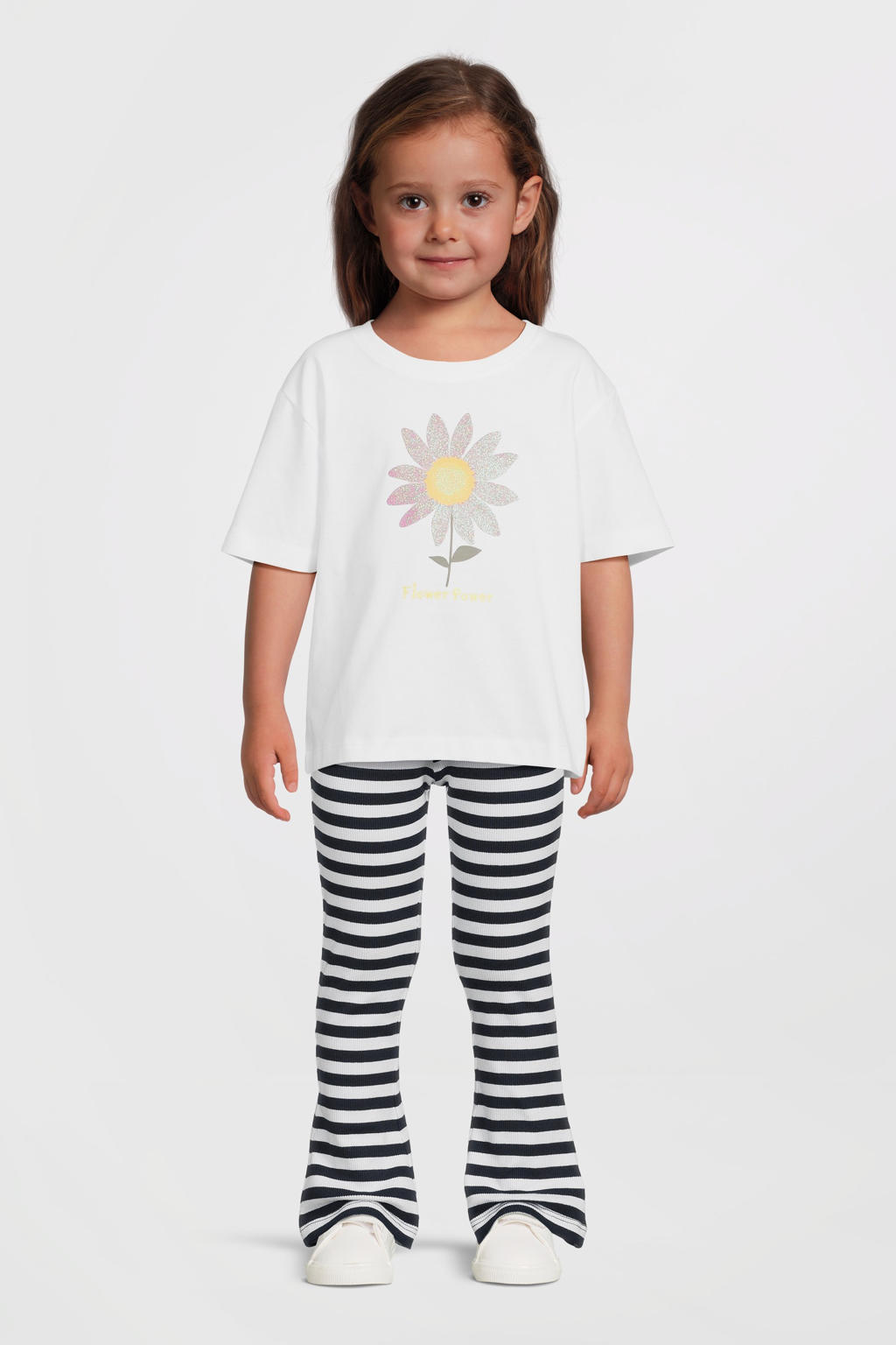 Donkerblauwe meisjes NAME IT MINI flared legging van stretchkatoen met regular waist, elastische tailleband en effen