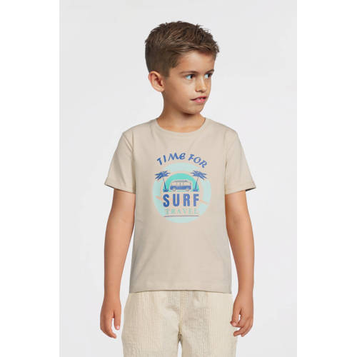 NAME IT KIDS T-shirt beige Jongens Stretchkatoen Ronde hals Printopdruk - maat 122/128 afbeelding