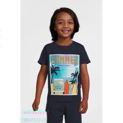 NAME IT KIDS T-shirt donkerblauw Jongens Stretchkatoen Ronde hals Effen