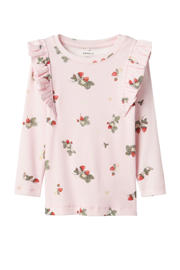thumbnail: Paarse meisjes NAME IT MINI longsleeve van stretchkatoen met effen, lange mouwen, ronde hals en gebreide details