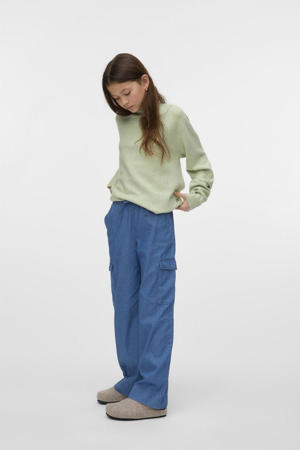 wide leg cargo broek blauw