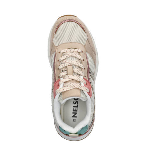Nelson Kids chunky sneakers beige/roze Jongens/Meisjes Imitatieleer Meerkleurig