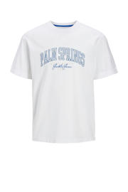 thumbnail: Witte jongens JACK & JONES JUNIOR T-shirt van katoen met tekst print, korte mouwen en ronde hals