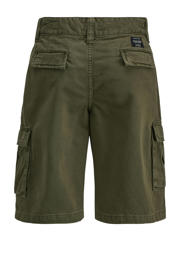 thumbnail: Donkergroene jongens JACK & JONES JUNIOR cargo short van katoen met loose fit, regular waist en effen