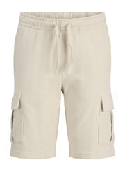 thumbnail: Lichtgrijze jongens JACK & JONES JUNIOR sweatshort met slim fit, elastische tailleband met koord en effen