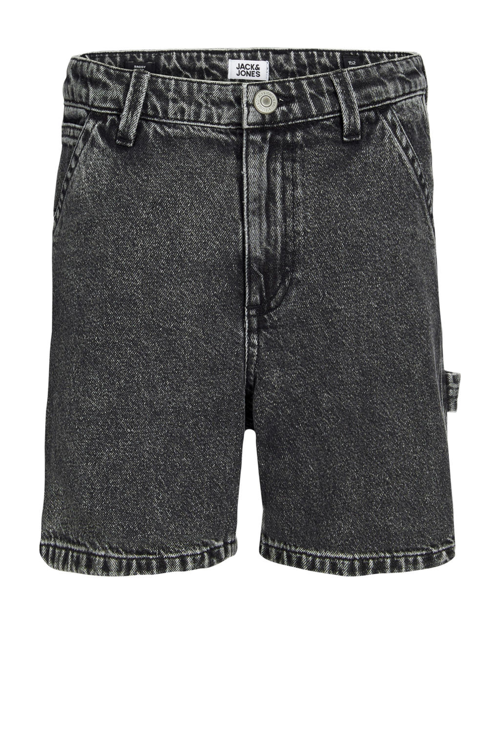 Black denim jongens JACK & JONES JUNIOR short black van denim met loose fit, regular waist en effen