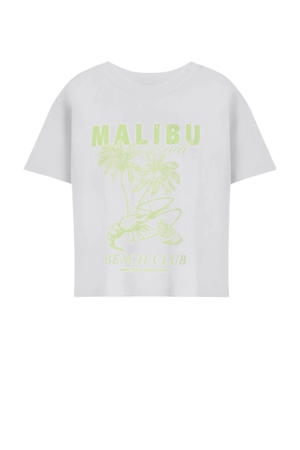 T-shirt wit/limegroen
