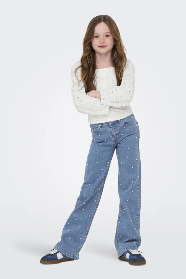 KIDSCOOL SPACE Geborduurde jeans voor grote meisjes, denim broek voor KIDSCOOL SPACE Geborduurde jeans voor grote meisjes, denim broek voor
