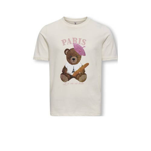 KIDS ONLY GIRL T-shirt wit Meisjes Katoen Ronde hals Printopdruk - maat 122/128 afbeelding
