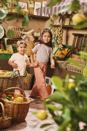 thumbnail: Lila en groene meisjes Z8 mini T-shirt Lauretta van stretchkatoen met bloemenprint, korte mouwen en ronde hals