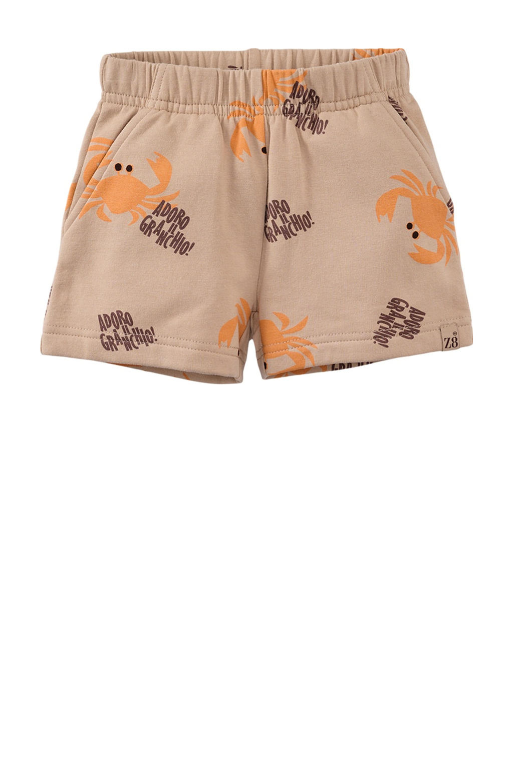 Zand en oranje jongens Z8 mini sweatshort Lazaro van stretchkatoen met elastische tailleband