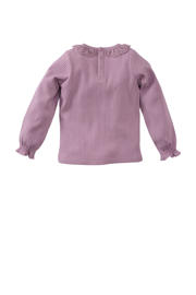 thumbnail: Lilakleurige meisjes Z8 mini longsleeve Donatella van katoen met effen, lange mouwen, ronde hals, drukknoopsluiting en textuur