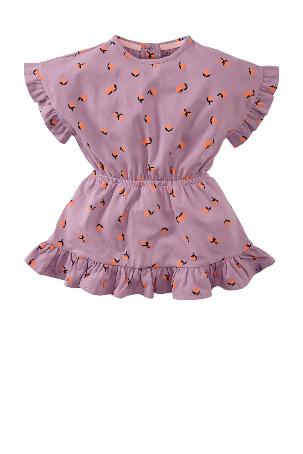 Lila en oranje meisjes Z8 mini jurk Lanza van stretchkatoen met korte mouwen en ronde hals