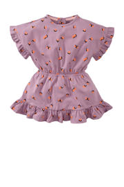 thumbnail: Lila en oranje meisjes Z8 mini jurk Lanza van stretchkatoen met korte mouwen en ronde hals