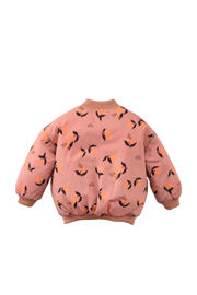 thumbnail: Roze en oranje meisjes Z8 mini bomberjack Roma van polyester met lange mouwen, opstaande kraag, ritssluiting en geribde boorden