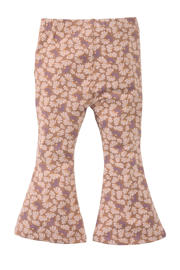 thumbnail: Beige en lilakleurige meisjes Z8 mini flared broek Vanda van stretchkatoen met elastische tailleband en bloemenprint