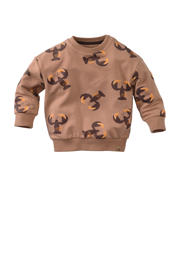 thumbnail: Bruin en oranje jongens Z8 mini sweater Gavino van stretchkatoen met lange mouwen en ronde hals
