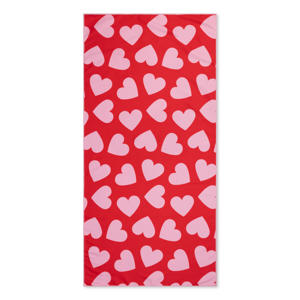 strandlaken Red Hearts (135x65 cm) Rood/Roze