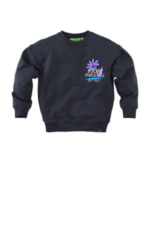 sweater Tomasso met backprint donkerblauw