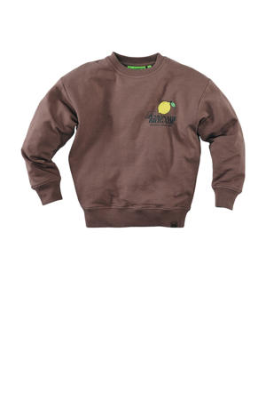 sweater Marcelo met backprint bruin
