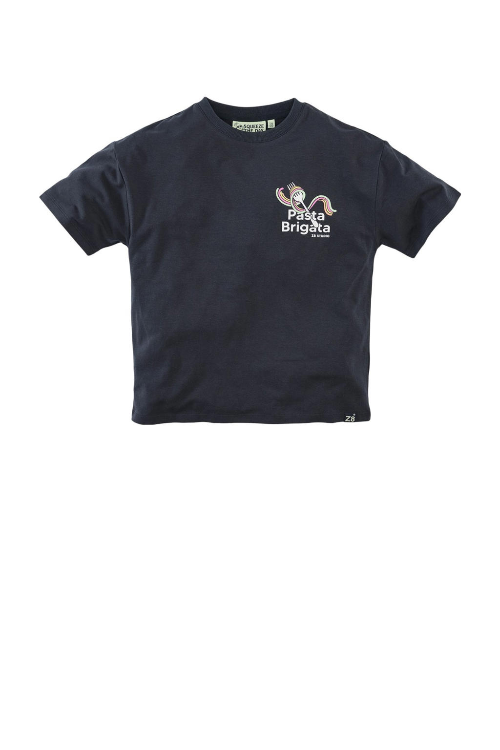 Antraciete jongens Z8 kids T-shirt Ricardo van stretchkatoen met backprint, korte mouwen en ronde hals