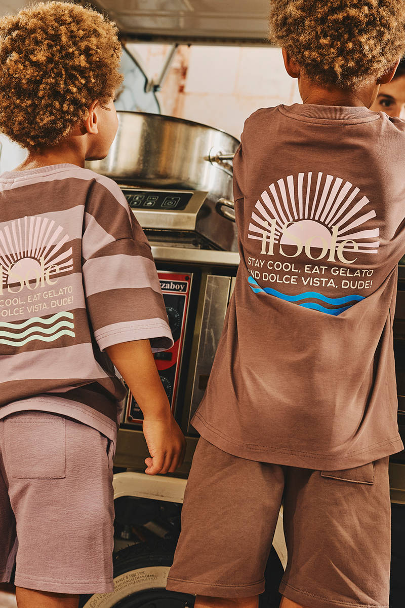 Z8 kids T-shirt Iwan met streepprint lila/bruin | kleertjes.com