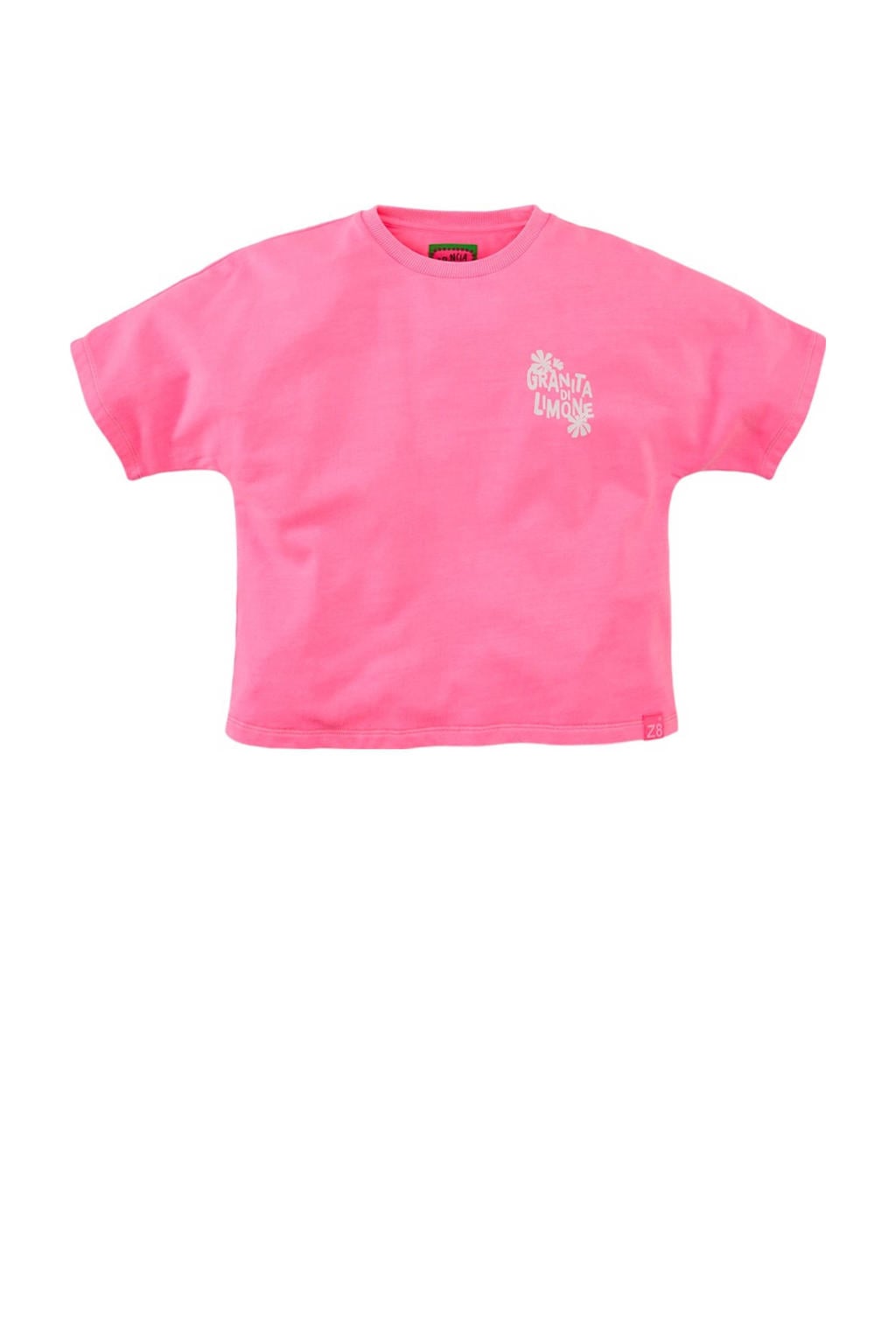 Roze meisjes Z8 kids T-shirt Mimi van stretchkatoen met printopdruk, korte mouwen en ronde hals