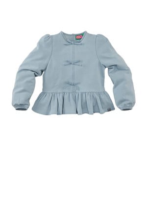 top met strikjes light blue denim