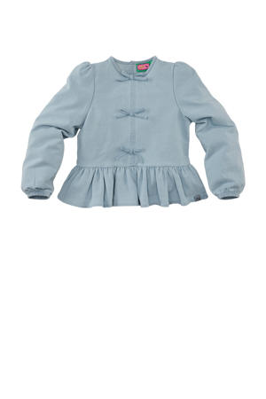 top met strikjes light blue denim