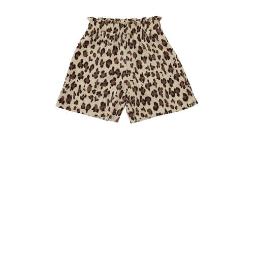 Z8 kids plissé korte broek Maysa beige/bruin/zwart Meisjes Polyester Dierenprint - maat 110 afbeelding