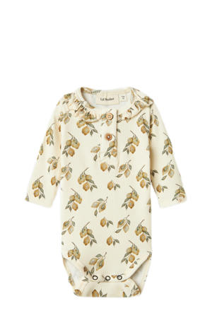 romper met ruches offwhite/groen