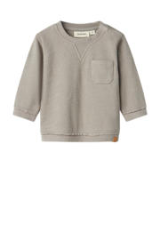 thumbnail: Beige jongens LIL' ATELIER BABY sweater van katoen met effen, lange mouwen, ronde hals en textuur