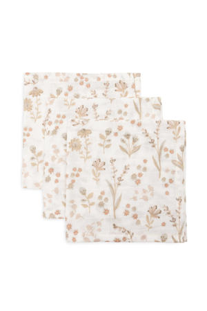 hydrofiel monddoekje Bloomy - set van 3 offwhite/beige